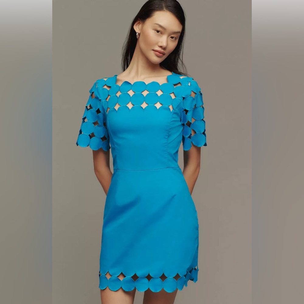 NWT - Multi Sizes - By Anthropologie Cutwork Mini Shift Dress